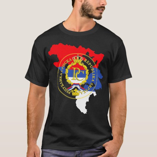 Republic Srpska RS Mapa Emblem Grb Banja Luka Srps T-shirt (Voorkant)