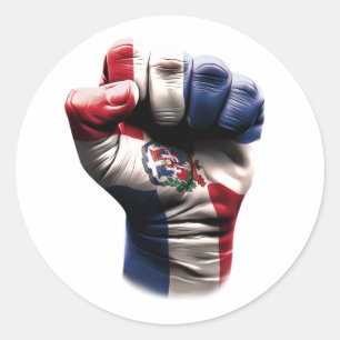 Republica Dominicana Fist Flag Ronde Sticker