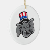 Republica Elephant Mascot Head Top Hat Cartoon Keramisch Ornament (Rechts)