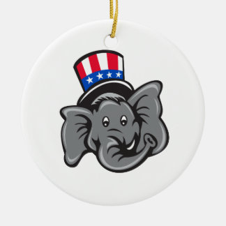 Republica Elephant Mascot Head Top Hat Cartoon Keramisch Ornament