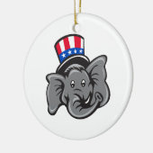 Republica Elephant Mascot Head Top Hat Cartoon Keramisch Ornament (Links)