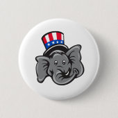 Republica Elephant Mascot Head Top Hat Cartoon Ronde Button 5,7 Cm (Voorkant)