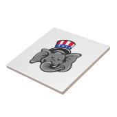 Republica Elephant Mascot Head Top Hat Cartoon Tegeltje (Zijkant)