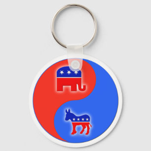 Republican/Democraat Yin/Yang Sleutelhanger