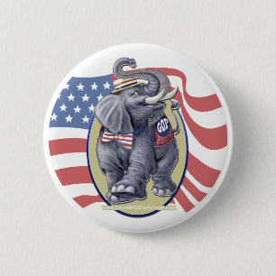 Republican Elephant Button