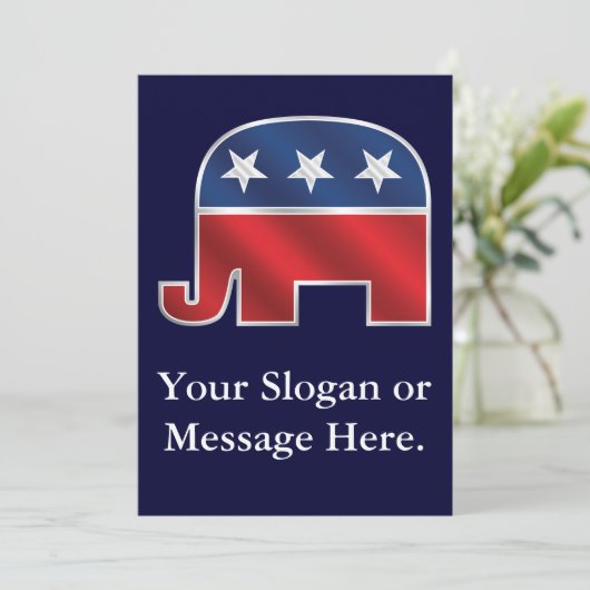 Republican Elephant Custom Invitation Kaart (Staand voorkant)