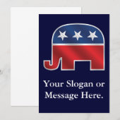 Republican Elephant Custom Invitation Kaart (Voorkant / Achterkant)