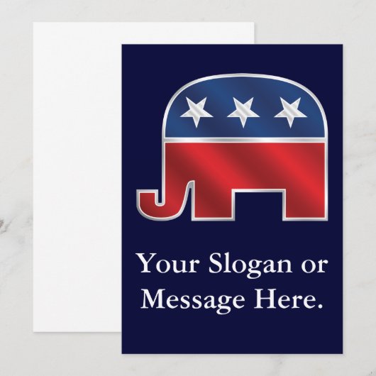 Republican Elephant Custom Invitation Kaart (Voorkant / Achterkant)