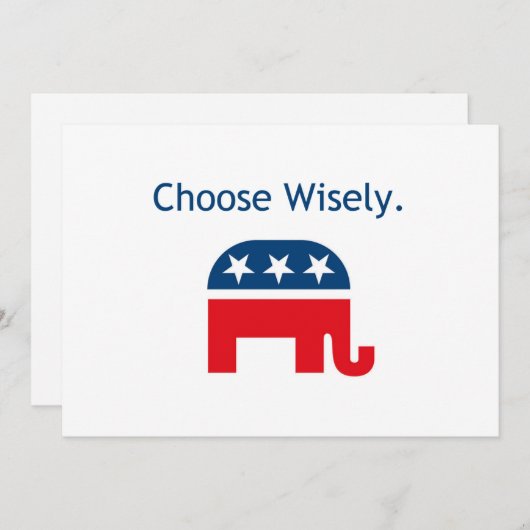 Republican Elephant Invitation Kaart (Voorkant / Achterkant)