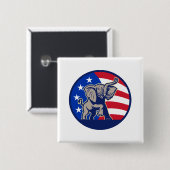 Republican Elephant Mascot USA Flag Vierkante Button 5,1 Cm (Voorkant /achterkant)