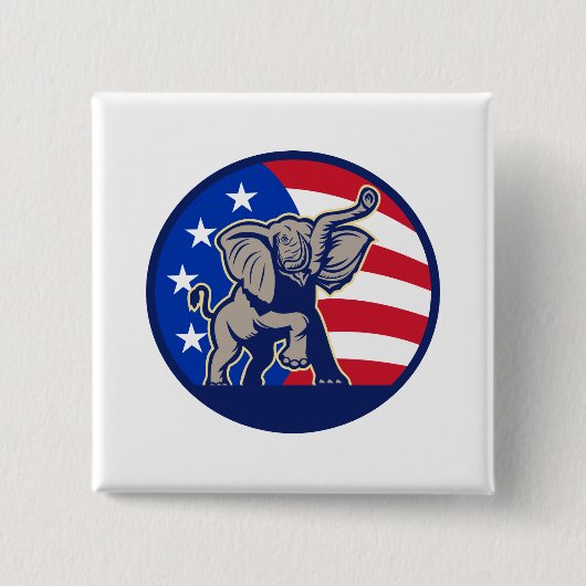 Republican Elephant Mascot USA Flag Vierkante Button 5,1 Cm (Voorkant)