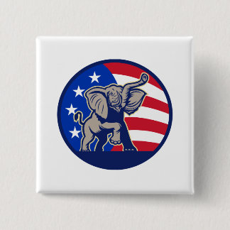 Republican Elephant Mascot USA Flag Vierkante Button 5,1 Cm