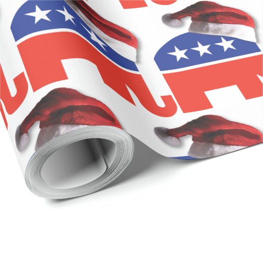 Republican Elephant met een kerstman Helmet Cadeaupapier (Rol Hoek)