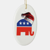 Republican Elephant met Pet van de kerstman Keramisch Ornament (Rechts)