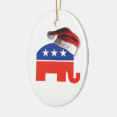 Republican Elephant met Pet van de kerstman Keramisch Ornament (Links)