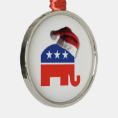 Republican Elephant met Pet van de kerstman Metalen Ornament (Rechts)