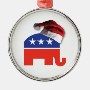 Republican Elephant met Pet van de kerstman Metalen Ornament