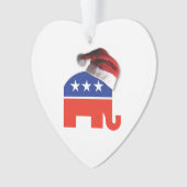 Republican Elephant met Pet van de kerstman Ornament (voorkant)
