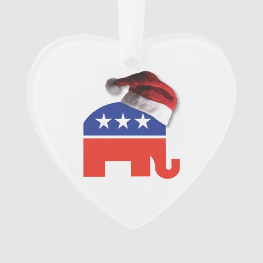 Republican Elephant met Pet van de kerstman Ornament (voorkant)