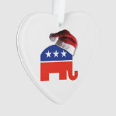 Republican Elephant met Pet van de kerstman Ornament (voorkant)