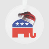 Republican Elephant met Pet van de kerstman Ornament (voorkant)