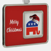Republican Elephant met pet van de kerstman Verzilverd Omlijst Ornament (Rechts)