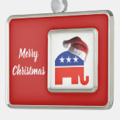 Republican Elephant met pet van de kerstman Verzilverd Omlijst Ornament (Links)
