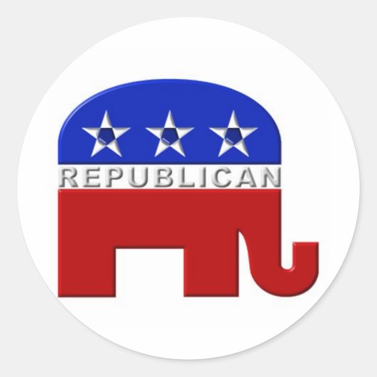 Republican Elephant Ronde Sticker (Voorkant)