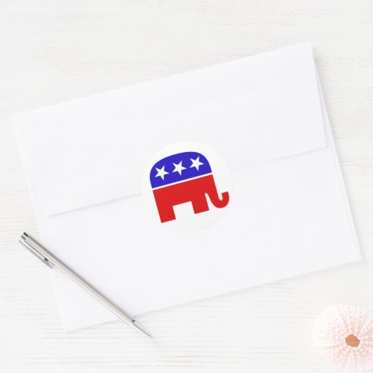 Republican Elephant Round Sticker (Envelop)