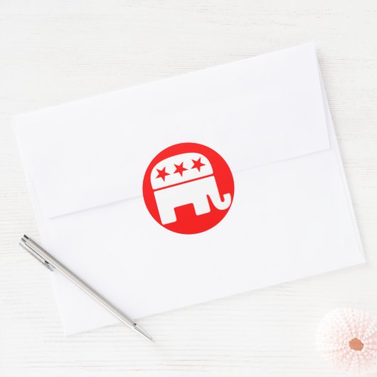 Republican Elephant Round Sticker (Envelop)