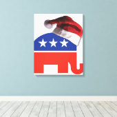 Republican Elephant Santa Claus Canvas Afdruk (Insitu (Houten vloer))