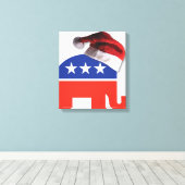 Republican Elephant Santa Claus Canvas Afdruk (Insitu (Houten vloer))