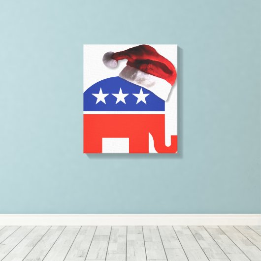 Republican Elephant Santa Claus Canvas Afdruk (Insitu (Houten vloer))