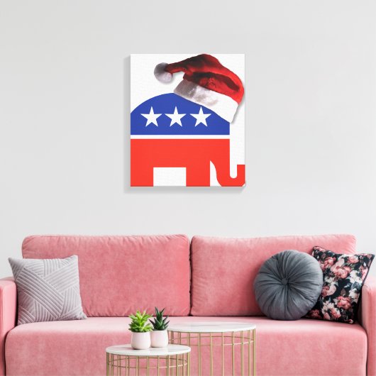 Republican Elephant Santa Claus Canvas Afdruk (Insitu (Woonkamer))