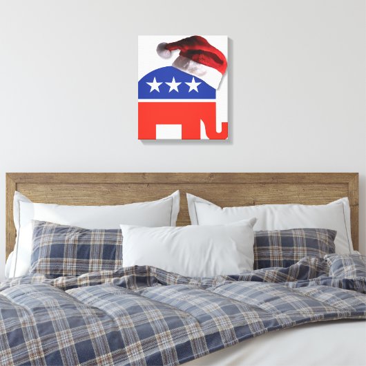 Republican Elephant Santa Claus Canvas Afdruk (Insitu (Slaapkamer))