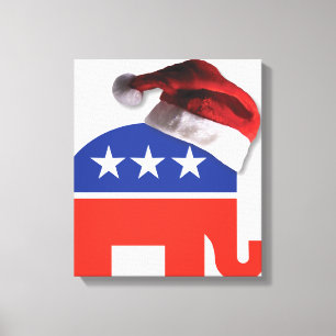 Republican Elephant Santa Claus Canvas Afdruk