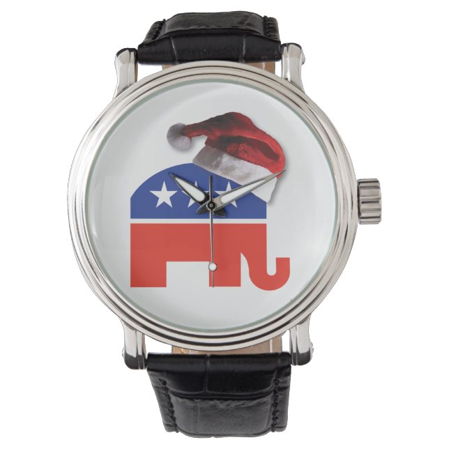 Republican Elephant Santa Claus Horloge (Voorkant)