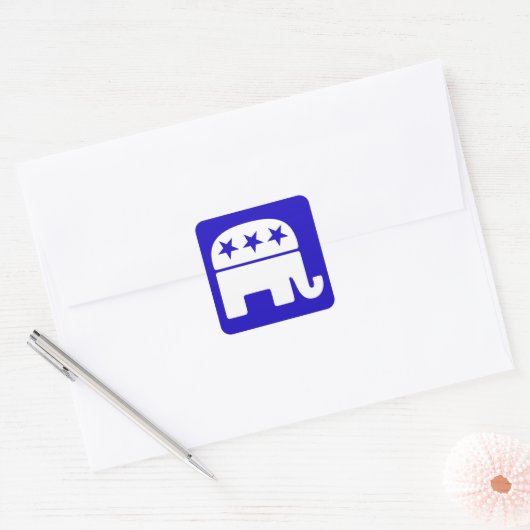 Republican Elephant Square Sticker (Envelop)