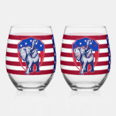 Republican Elephant Wijnglas Zonder Voet (Voorkant)