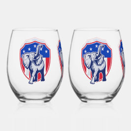 Republican Elephant Wijnglas Zonder Voet