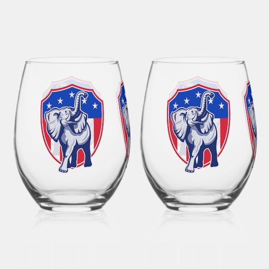 Republican Elephant Wijnglas Zonder Voet (Voorkant)