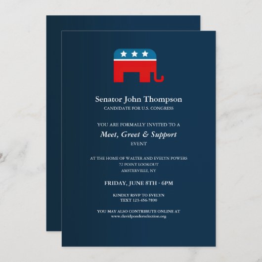 Republican Fundraising Invitations Kaart (Voorkant / Achterkant)