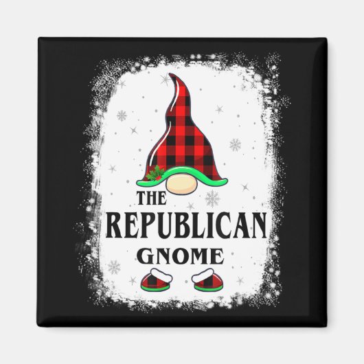 Republican Gnome Buffalo Plaid Matching Family Xma Magneet (Voorkant)