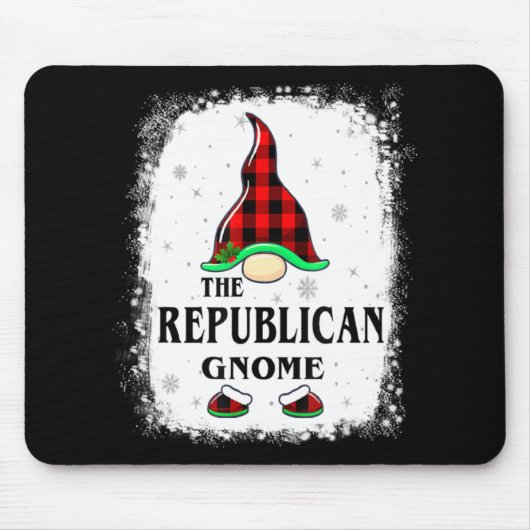 Republican Gnome Buffalo Plaid Matching Family Xma Muismat (Voorkant)