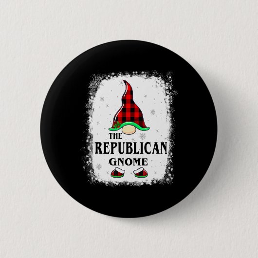Republican Gnome Buffalo Plaid Matching Family Xma Ronde Button 5,7 Cm (Voorkant)