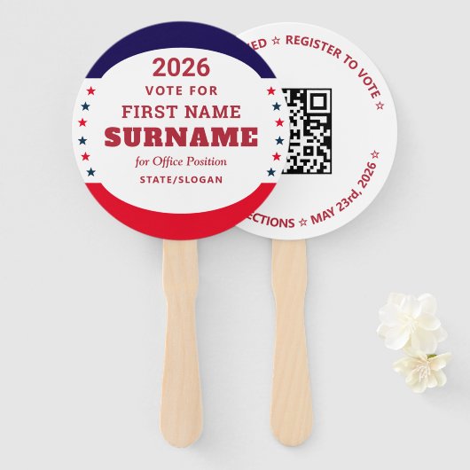 Republican Party Campaign Personalized QR & Date Handwaaier (Voorkant en achterkant)