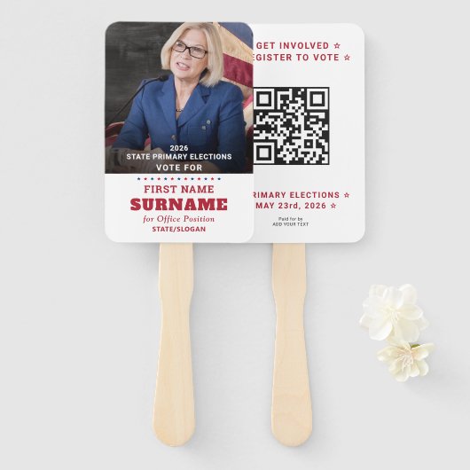 Republican Party Campaign Personalized QR & Photo Handwaaier (Voorkant en achterkant)