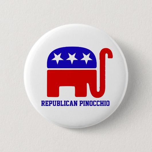 REPUBLICAN Party Liars PINOCCHIO, knop Ronde Button 5,7 Cm (Voorkant)