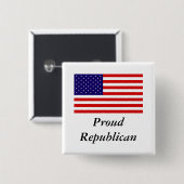 Republican Pride Vierkante Button 5,1 Cm (Voorkant /achterkant)