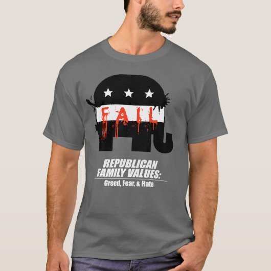 Republican Values - Greed, Angst en Hate T-shirt (Voorkant)